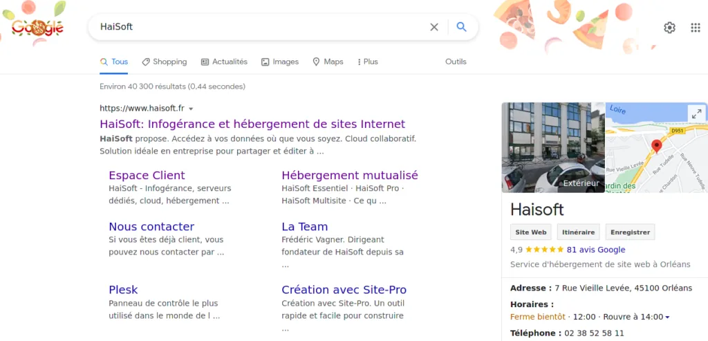 Exemple du référencement du site HaiSoft