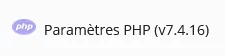 Paramètres PHP 7.4 (Plesk Obsidian)
