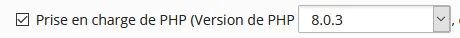 Selection version de PHP 8.0 Plesk Obsidian