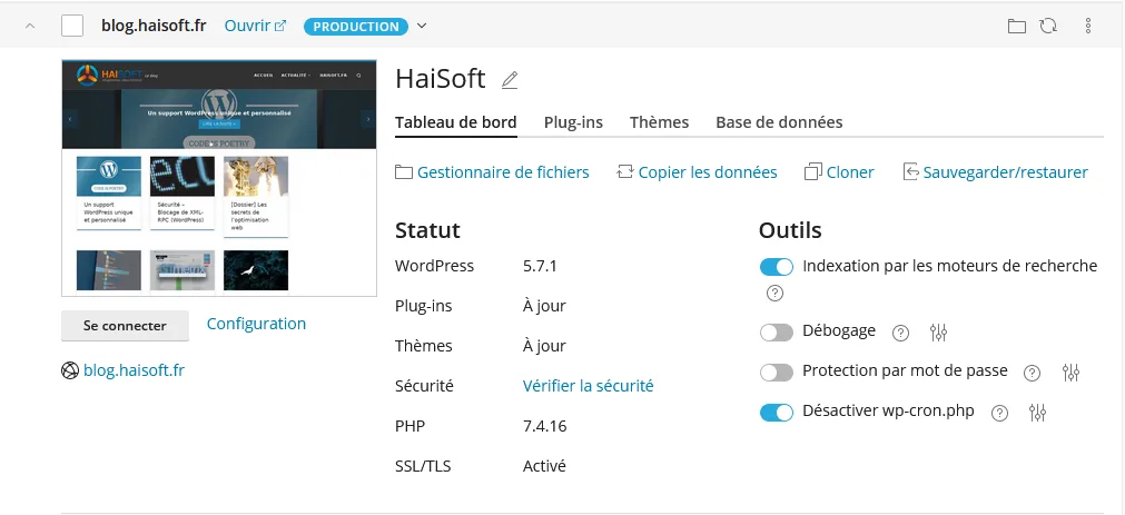 Exemple : WordPress Toolkit 5.3